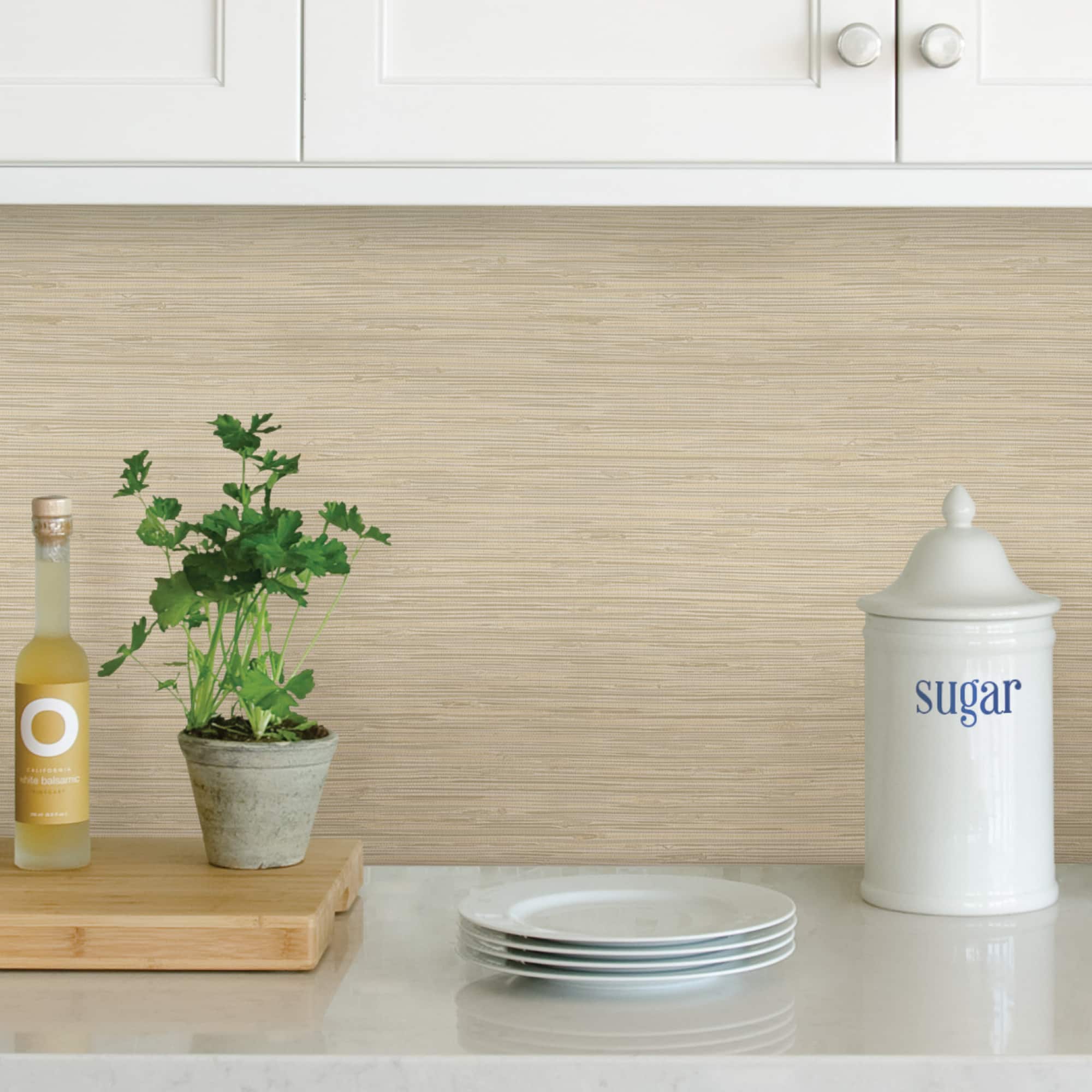 NuWallpaper Cream Tibetan Grasscloth Peel & Stick Wallpaper